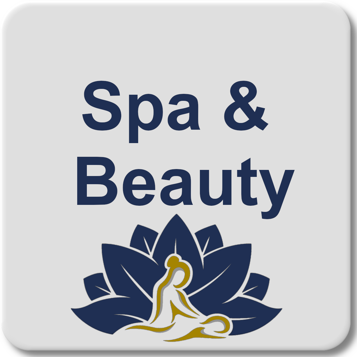 Tunika Disposable Salon Towels Spa and Beauty Navigation Tile depicting a spa massage logo with lotus flower background